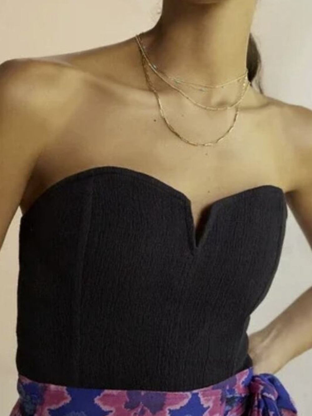 Anthropologie Porridge Black Strapless Sweetheart Notch Bustier‎ Top Size M Boho